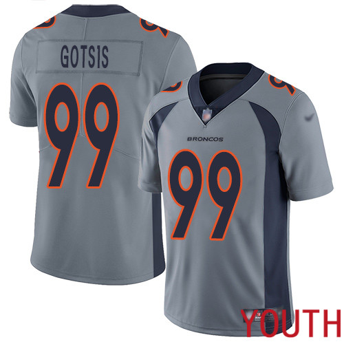 Youth Denver Broncos #99 Adam Gotsis Limited Silver Inverted Legend Football NFL Jersey->youth nfl jersey->Youth Jersey